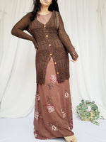 Load image into Gallery viewer, Vintage 90s brown sheer knitted long button cardigan
