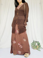 Load image into Gallery viewer, Vintage 90s brown sheer knitted long button cardigan
