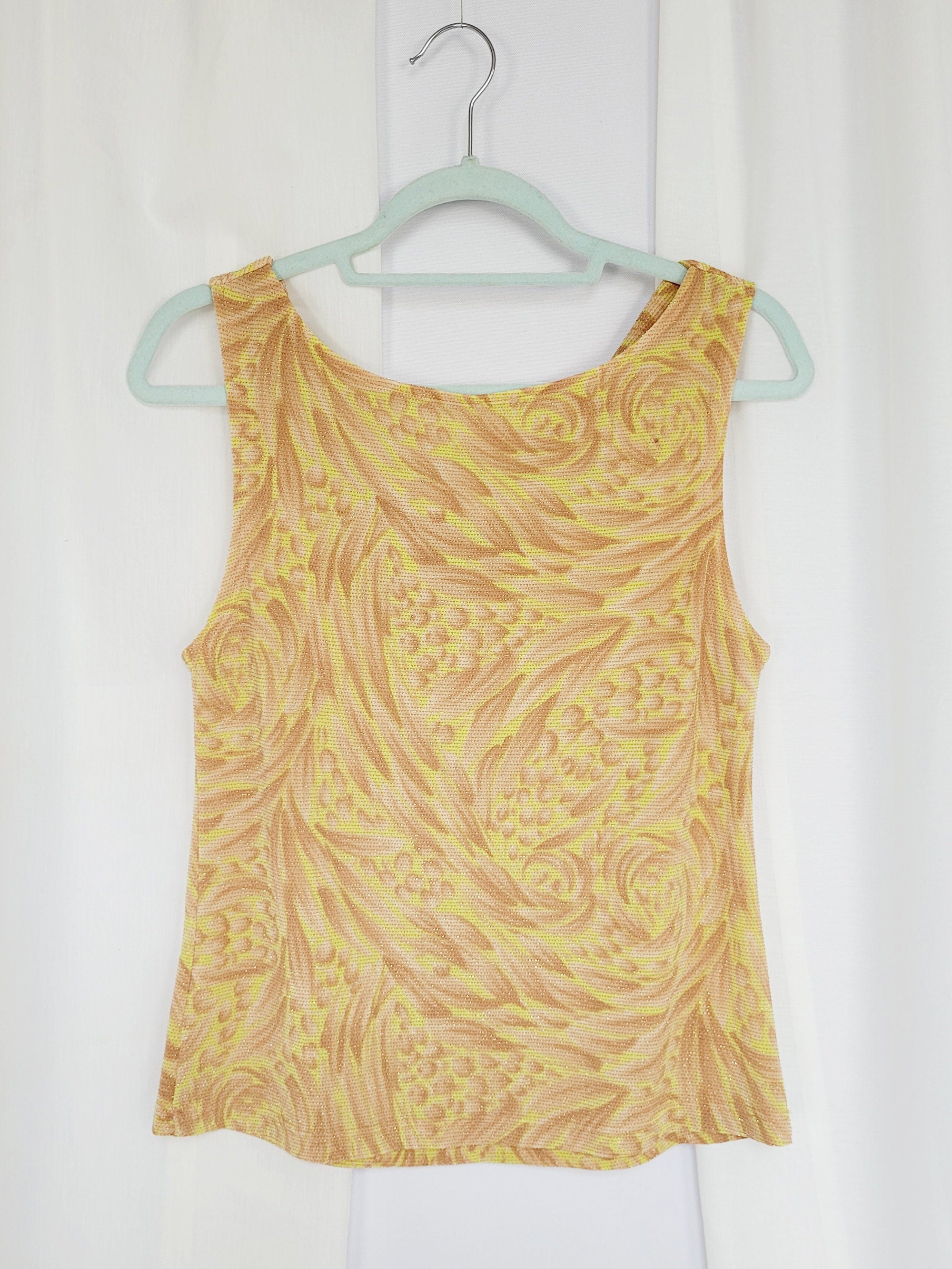 Y2K 00s retro shimmer abstract print minimalist tank top