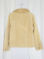Load image into Gallery viewer, Y2K retro beige brown corduroy faux fur trim blazer jacket
