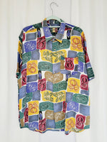 Load image into Gallery viewer, Vintage 90s colorful floral abstract print oversized shirt
