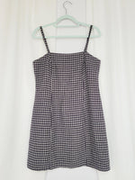 Load image into Gallery viewer, Y2K purple grey houndtooth uniform minimalist mini dress
