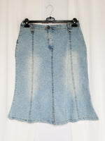 Load image into Gallery viewer, Retro 90s light blue denim jeans midi mermaid skirt
