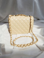 Load image into Gallery viewer, Vintage 90s beige padded chain small crossbody bag purse
