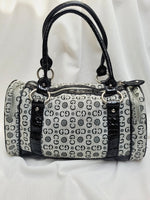 Load image into Gallery viewer, Retro Y2K black grey glossy Kitsch large shoulder handbag

