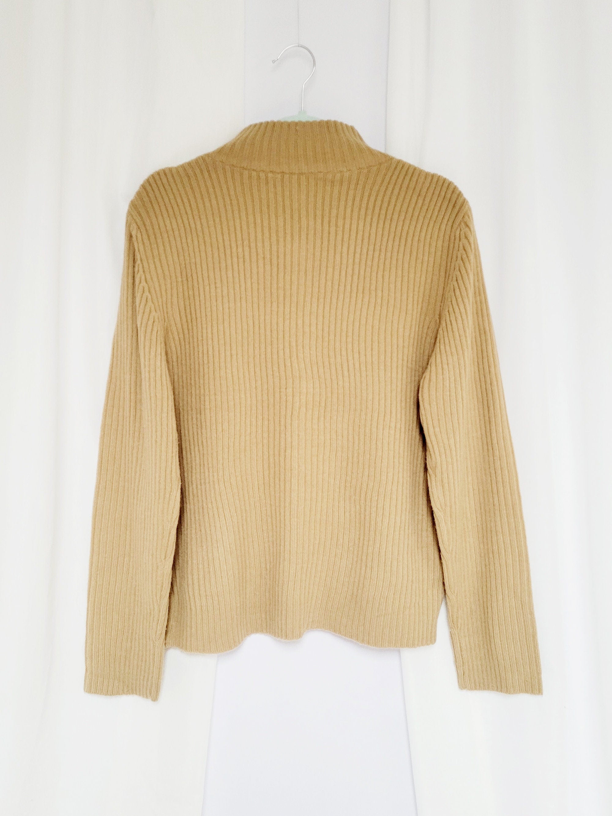 90s brown knit velveteen combo minimalist zip cardigan