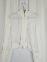Load image into Gallery viewer, 90s vintage white fishnet sheer zipped hooded jacket
