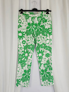 Y2K 00s white green floral medium waist chino pants