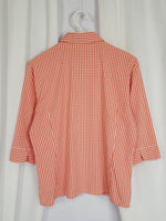 Load image into Gallery viewer, Retro Esprit 90s red minimalist checked 3/4 sleeve shirt blouse top
