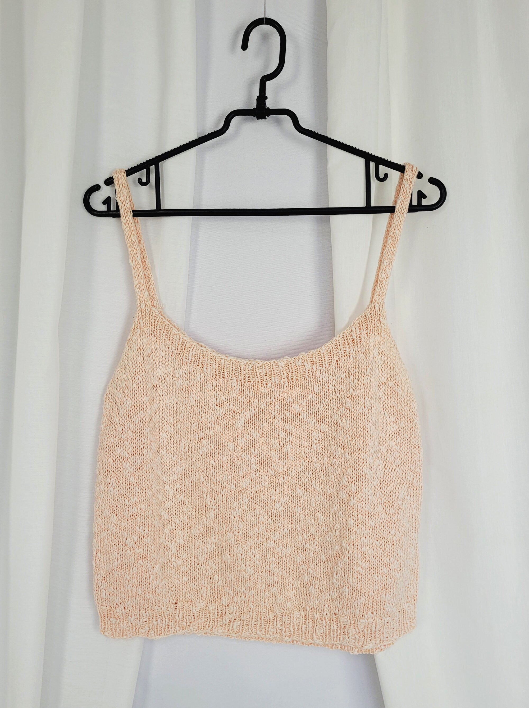 90s retro minimalist handmade cable knitted pastel pink top