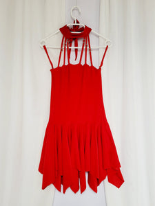 Vintage 90s red draped dancing mini halter dress