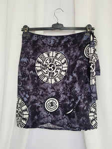 90s grey batik tribal minimalist wrap summer mini skirt