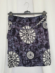 90s grey batik tribal minimalist wrap summer mini skirt