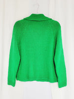 Load image into Gallery viewer, 80s handmade green minimalist cable knit button cardigan
