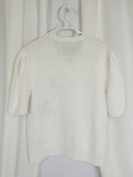 Load image into Gallery viewer, 80s minimalist handmade flower cable knit white blouse top
