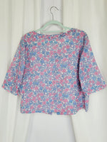 Load image into Gallery viewer, 70s vintage handmade pastel floral ruffle blouse top
