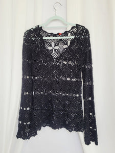 Y2K 00s black sheer knitted minimalist sweater jumper