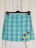 Load image into Gallery viewer, 90s blue tartan plaid minimalist wrap summer mini skirt
