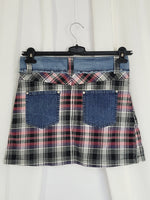 Load image into Gallery viewer, Vintage 90s checked denim pleated grunge mini skirt
