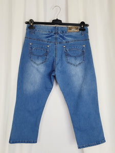 Vintage 90s blue minimalist denim stretch capris pants jeans