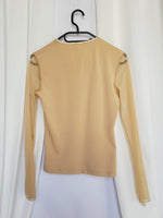 Load image into Gallery viewer, Y2K 00s gold shimmer minimalist mesh sleeve kitsch Party top
