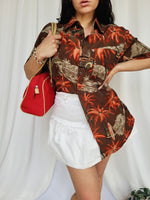 Load image into Gallery viewer, Vintage 90s brown palms print oversize menswear shirt
