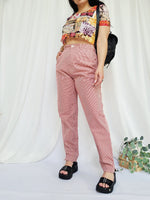 Load image into Gallery viewer, 90s retro red checked straight high waist casual pants
