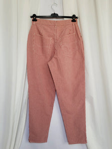 90s retro red checked straight high waist casual pants