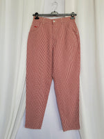 Load image into Gallery viewer, 90s retro red checked straight high waist casual pants
