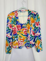 Load image into Gallery viewer, 80s vintage colorful abstract print statement blazer jacket 100% silk
