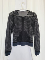 Load image into Gallery viewer, 90s vintage black fishnet sheer zipped sweater jacket

