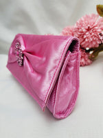 Load image into Gallery viewer, 90s vintage shimmer pink diamonds envelope bag purse
