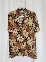 Load image into Gallery viewer, 90s retro sheer brown floral short sleeve long blouse top
