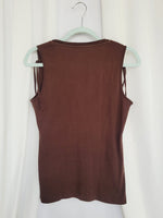 Load image into Gallery viewer, Y2K 00s Esprit brown minimalist sequin cotton tank tee top
