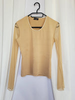 Load image into Gallery viewer, Y2K 00s gold shimmer minimalist mesh sleeve kitsch Party top
