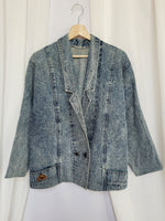 Load image into Gallery viewer, 90s blue denim jeans reworked oversized blazer jacket
