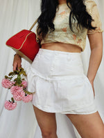 Load image into Gallery viewer, Retro Y2K 00s white denim minimalist pleated mini skirt
