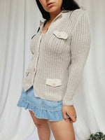 Load image into Gallery viewer, Vintage 90s minimalist beige academia buttons down cardigan
