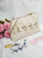 Load image into Gallery viewer, 90s retro cream white ruffle decorated shoulder bag purse
