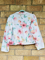 Load image into Gallery viewer, 80s vintage white floral print statement blazer jacket
