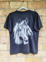 Load image into Gallery viewer, Vintage 90s black horse print grunge cotton t-shirt tee
