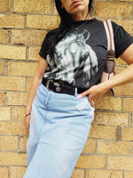 Load image into Gallery viewer, Vintage 90s black horse print grunge cotton t-shirt tee
