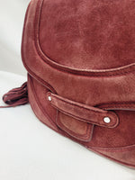 Load image into Gallery viewer, Vintage 90s maroon suede messenger shoulder bag
