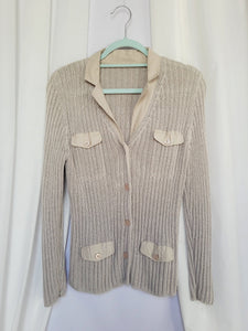 Vintage 90s minimalist beige academia buttons down cardigan