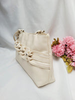 Load image into Gallery viewer, 90s retro cream white ruffle decorated shoulder bag purse
