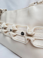 Load image into Gallery viewer, 90s retro cream white ruffle decorated shoulder bag purse
