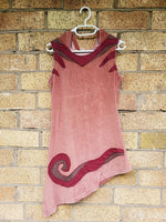 Load image into Gallery viewer, 90s retro pink velveteen applique hooded goth mini dress
