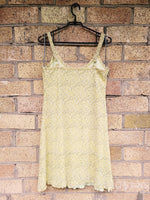 Load image into Gallery viewer, 90s retro yellow floral mesh minimalist summer mini dress
