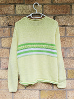 Load image into Gallery viewer, 90s green striped knit preppy minimalist jumper top

