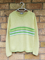 Load image into Gallery viewer, 90s green striped knit preppy minimalist jumper top

